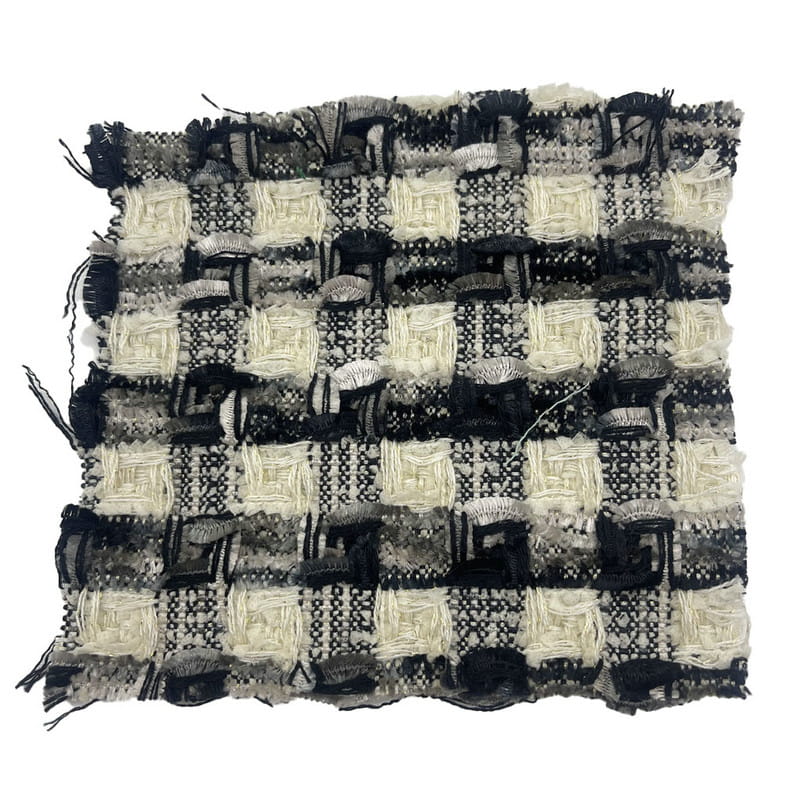 Kain Tweed Tenun Kotak-kotak Tekstur Halus Hitam Abu-abu Mewah Untuk Mantel 22042