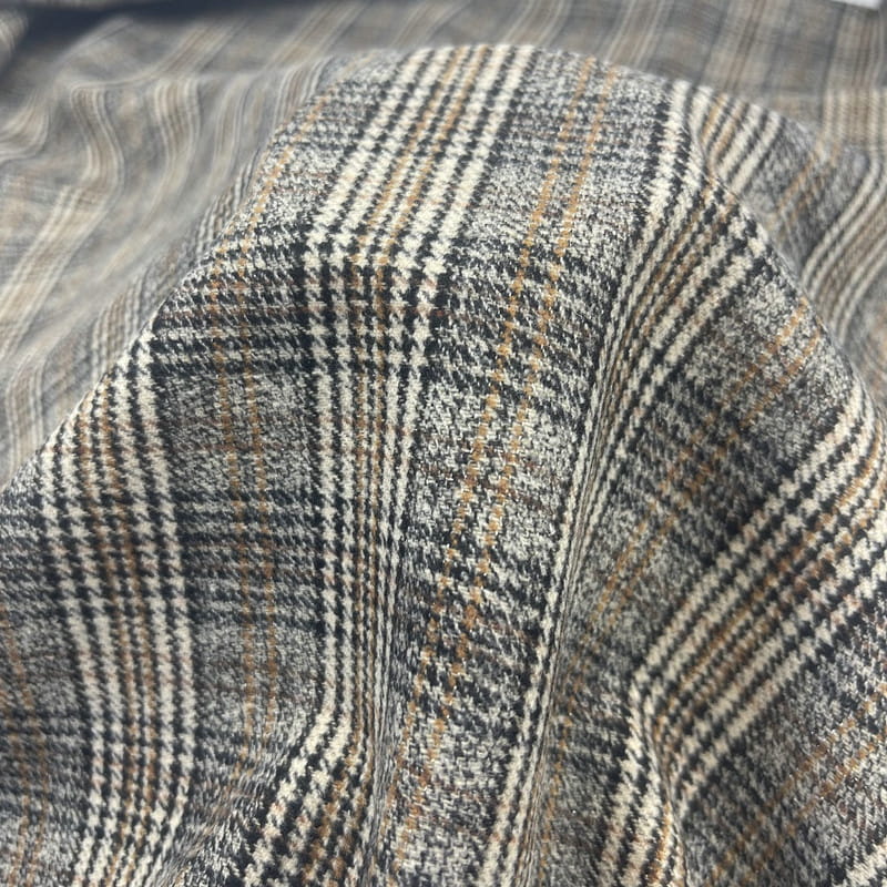 Kotak-kotak Houndstooth Periksa Kain Tenun Metalik Coklat Untuk Setelan 250515