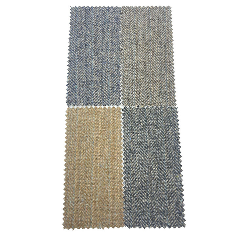 Kain Tweed Wol Bergaris Coklat Biru Italia Untuk Setelan 3534