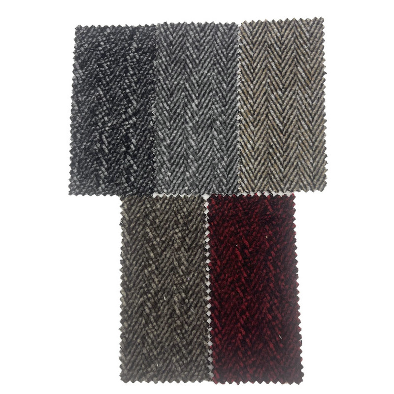 Sikat Herringbone Wol Hitam Merah Kain Tweed Tebal Untuk Pakaian 4298