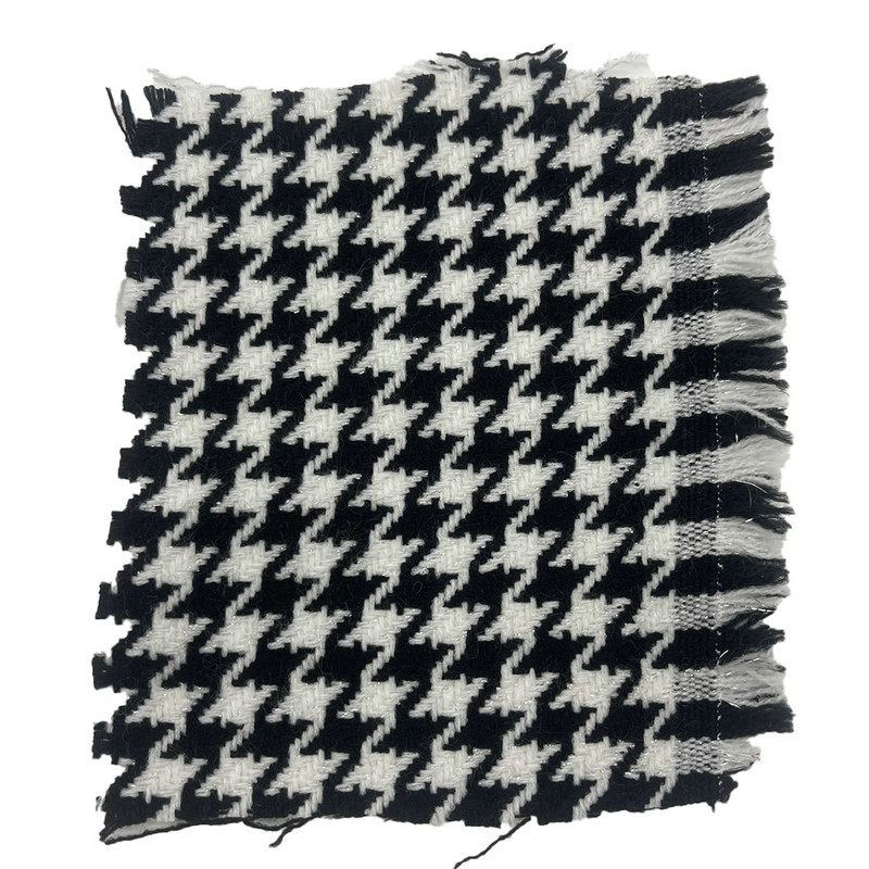 Kain Jacquard Houndstooth Metalik Akrilik Hitam Putih Untuk Pelapis
