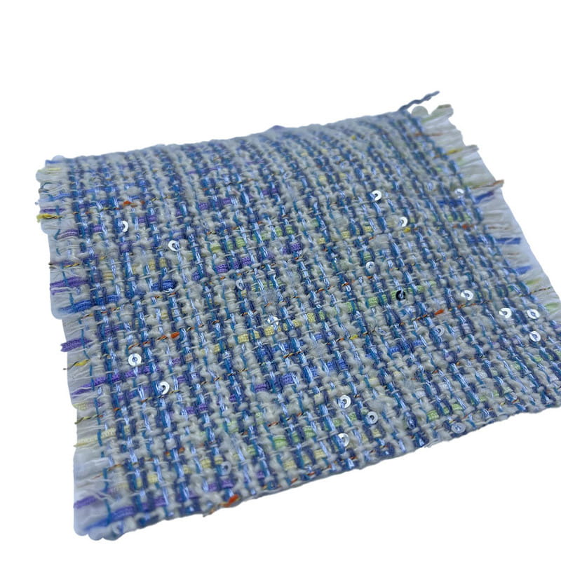 Kain Tweed Payet Metalik Poliester Wol untuk Mantel Gaun Wanita ZZH24018